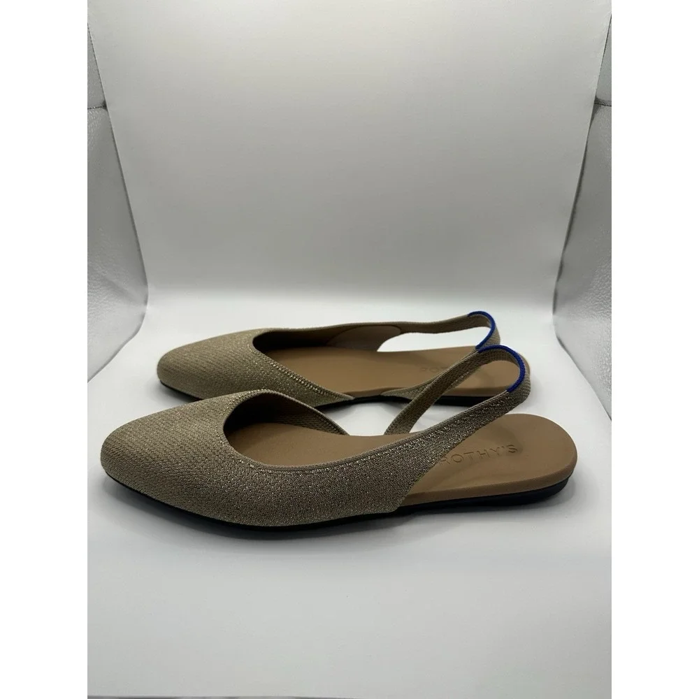 Rothy's The Almond Slingback Metallic Prosecco Women's Flats Shoes 11 - Picture 2 of 8